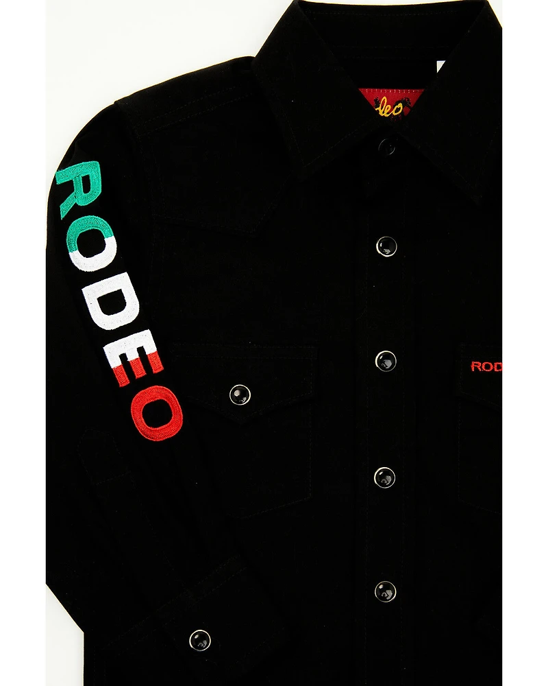 Rodeo Clothing Boys' Mexico Long Sleeve Snap Western Shirt