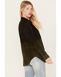 Cleo + Wolf Women's Ombre Suede Snap Up Shacket