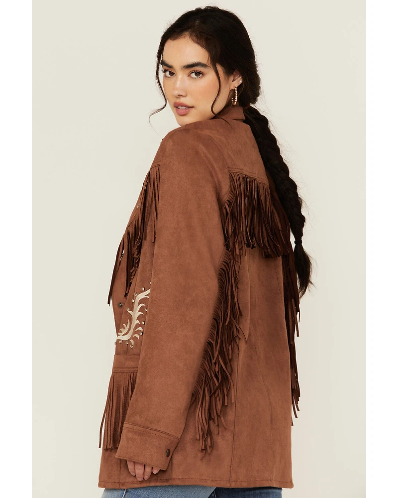 Rock & Denim Women's Suede Fringe Jacket
