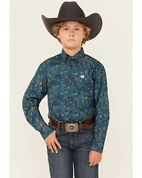 Cinch Boys' Paisley Print Long Sleeve Button-Down Western Shirt