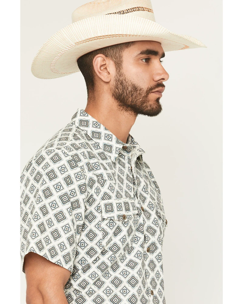Gibson Trading Co Men's Time Warp Medallion Print Short Sleeve Snap Western Shirt
