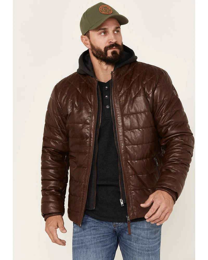 Mauritius Men's Leather Puffer Jacket