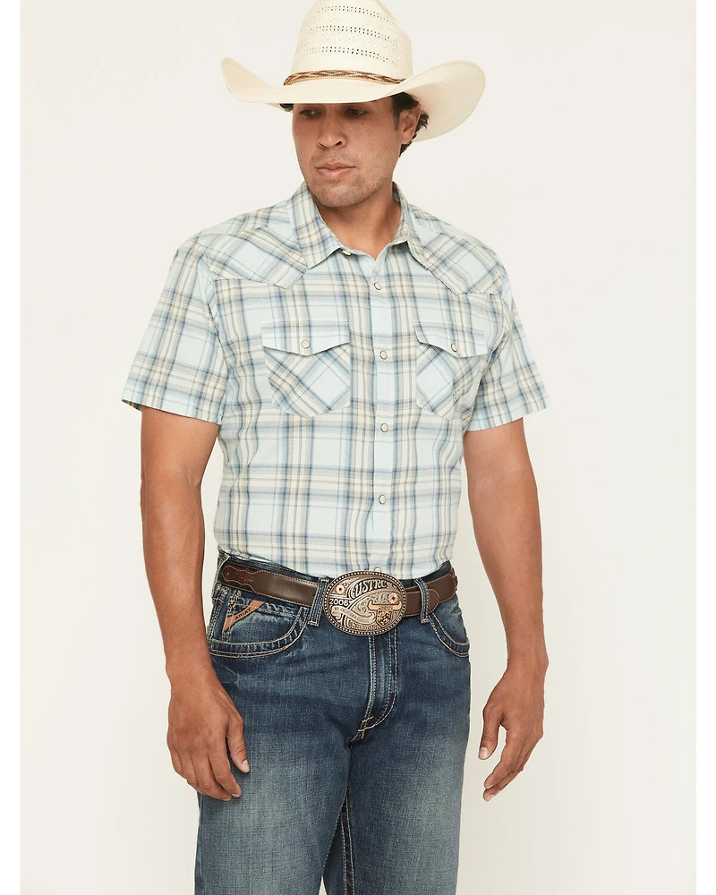 Ariat Men's Hinkle Retro Fit Plaid Print Short Sleeve Snap Western Shirt