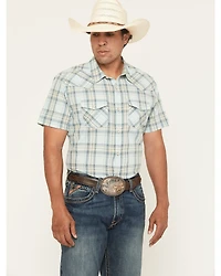 Ariat Men's Hinkle Retro Fit Plaid Print Short Sleeve Snap Western Shirt
