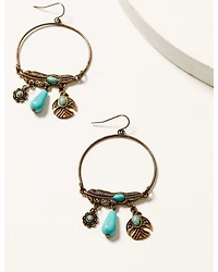 Shyanne Women's Mystic Skies Feather Hoop Charm Earrings