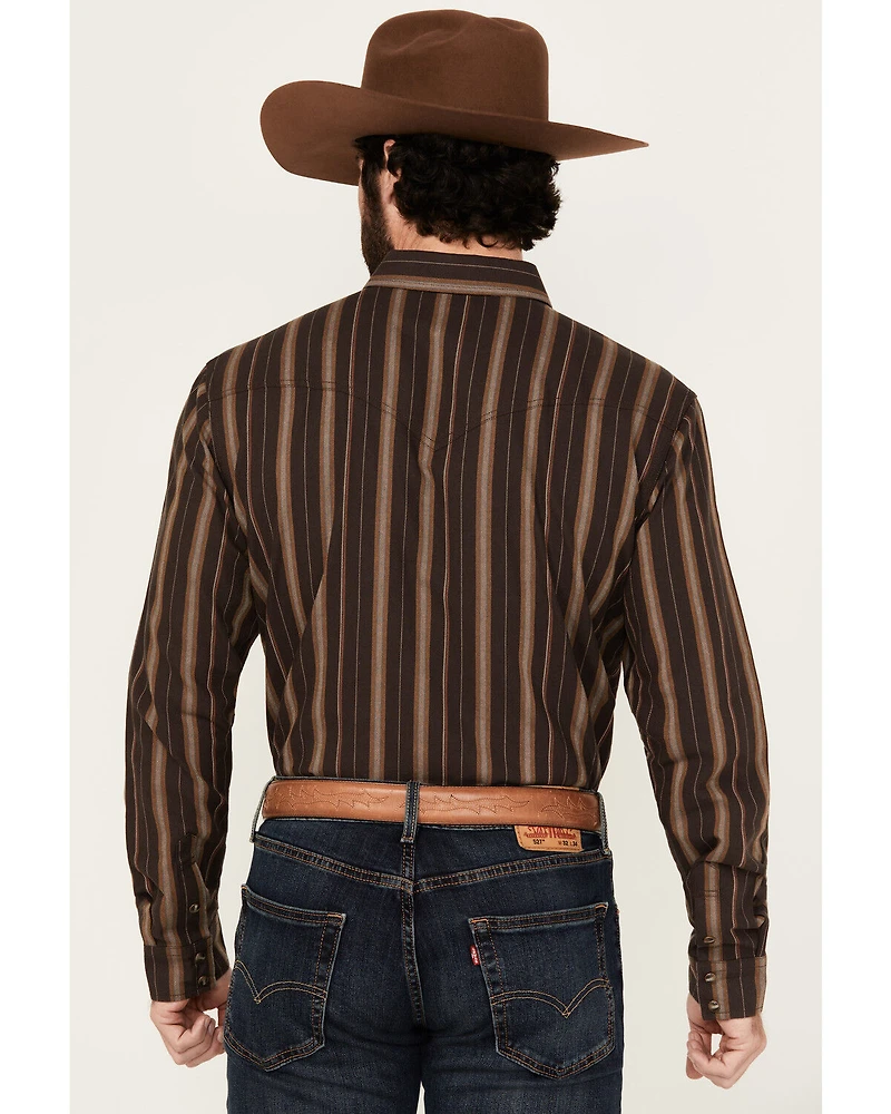 Blue Ranchwear Men's Aspen Striped Print Long Sleeve Snap Western Shirt