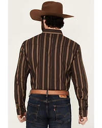 Blue Ranchwear Men's Aspen Striped Print Long Sleeve Snap Western Shirt
