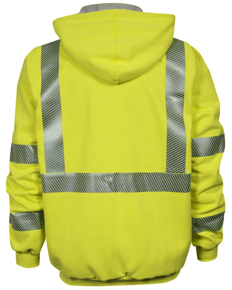National Safety Apparel Men's 2X-3X FR Vizable Hi-Vis Waffle Weave Zip Front Work Sweatshirt - Tall
