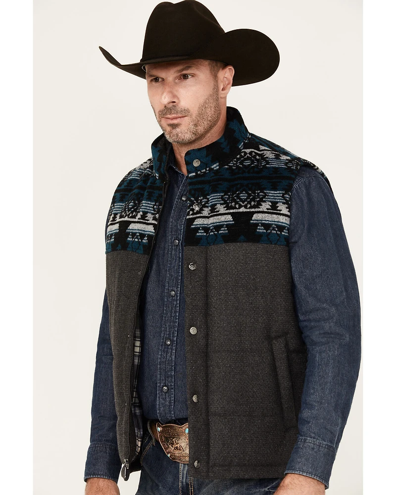 Cody James Men's Southwestern Print Yoke Wool Vest