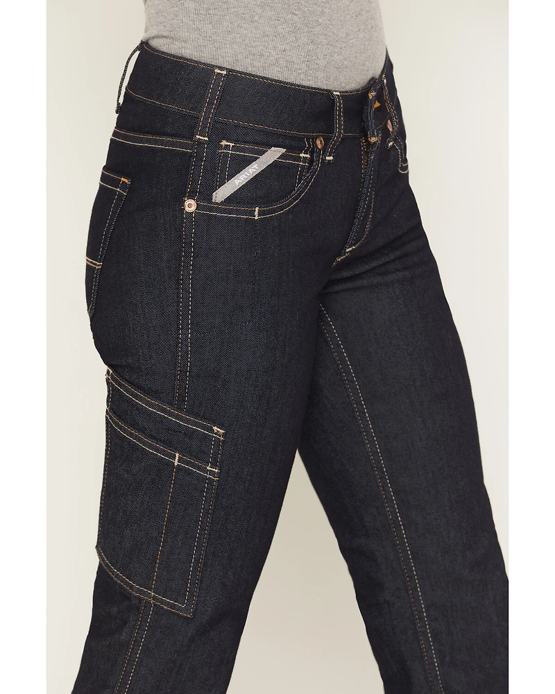 Ariat Women's Rebar Mid Rise Durastretch Raven Rinse Work Straight Jeanss