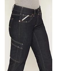 Ariat Women's Rebar Mid Rise Durastretch Raven Rinse Work Straight Jeanss