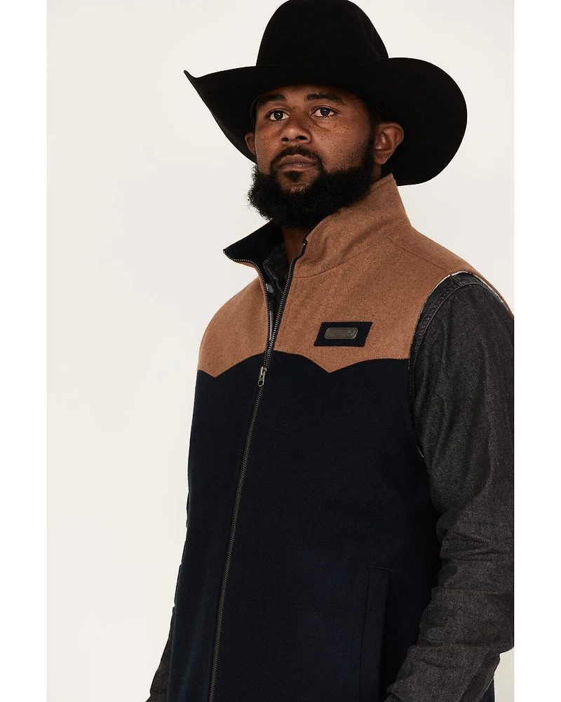 Cinch Men's Solid Color-Block Concealed Carry Zip-Front Wool Vest