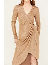 Show Me Your Mumu Women's Confetti Long Sleeve Kimora Wrap Midi Dress