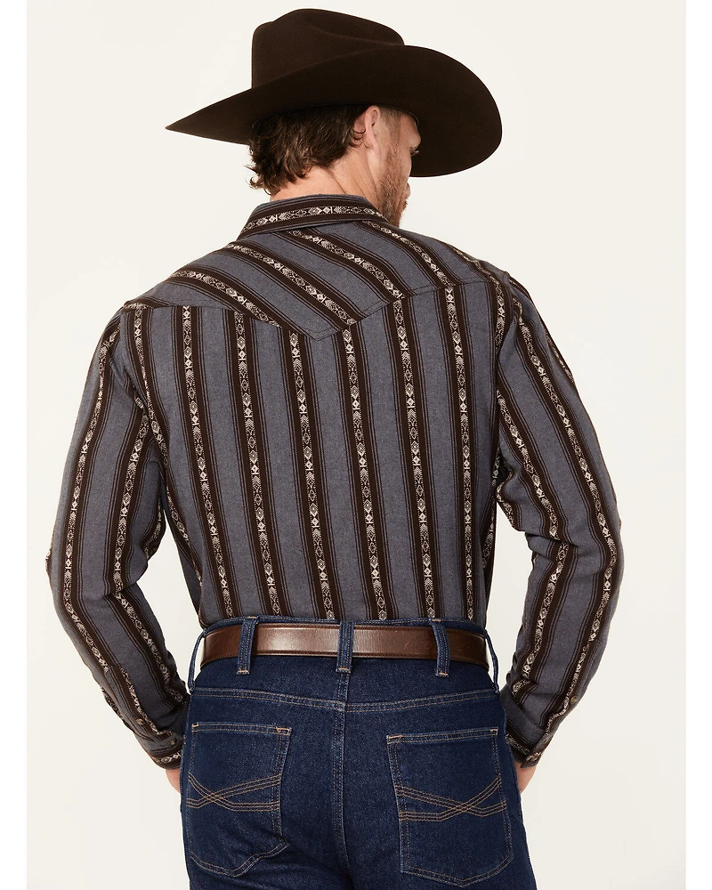 Cody James Men's Deluxe Striped Print Long Sleeve Snap Flannel Shirt