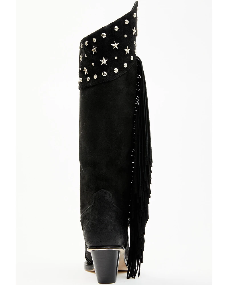 Wonderwest Women's Gloria Embellished Fringe Tall Western Boots - Snip Toe