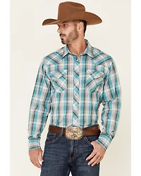 Roper Men's Juniper Dobby Large Plaid Long Sleeve Pearl Snap Western Shirt