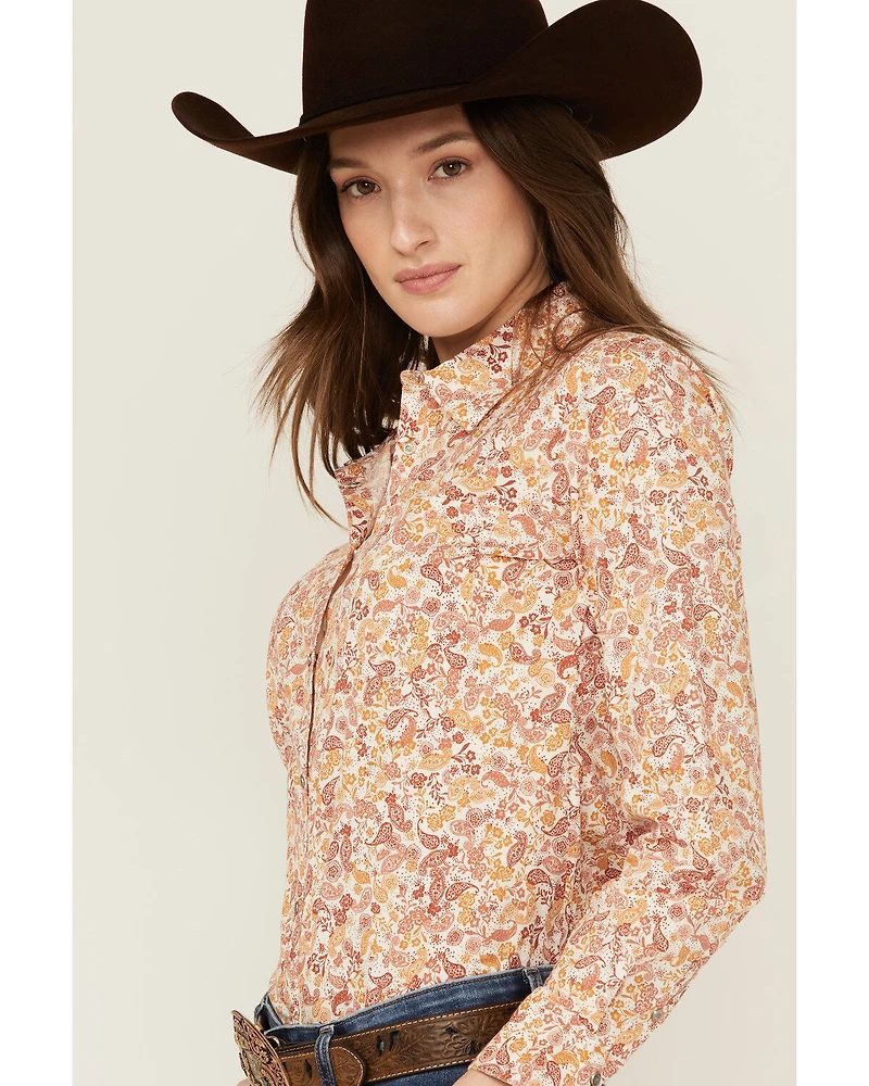 Shyanne Women's Paisley Print Long Sleeve Snap Stretch Western Shirt