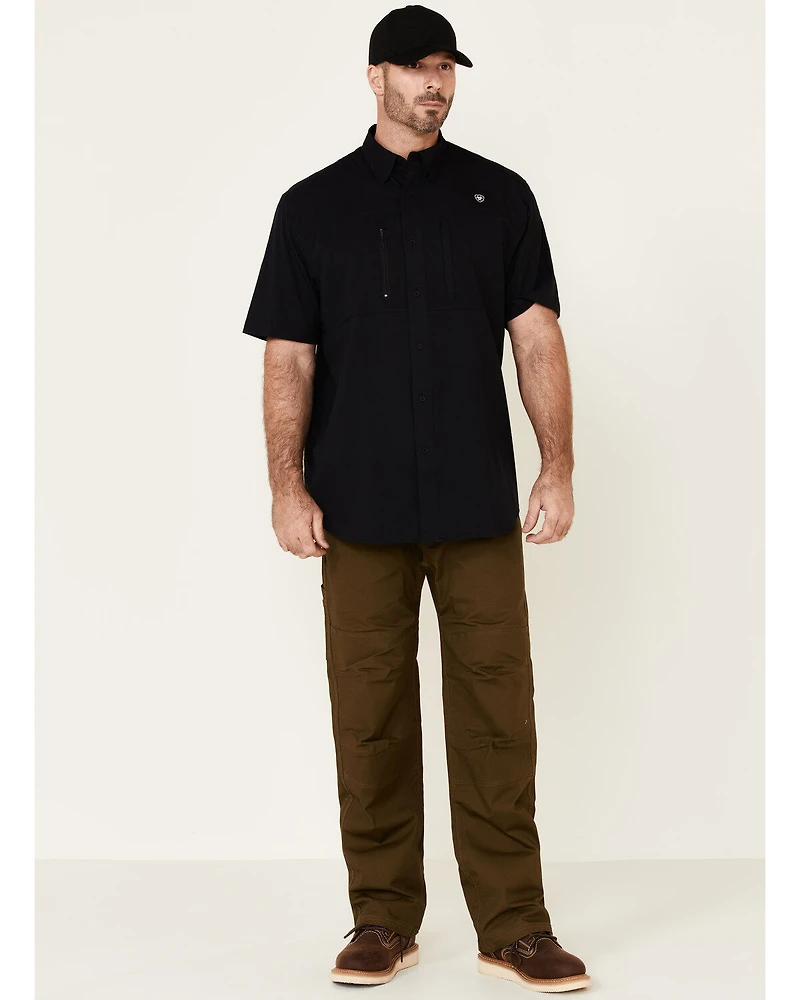 Ariat Men's Black Tek Solid Button Short Sleeve Western Shirt