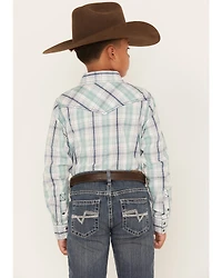 Cody James Boys' Flying Cloud Long Sleeve Plaid Snap Shirt