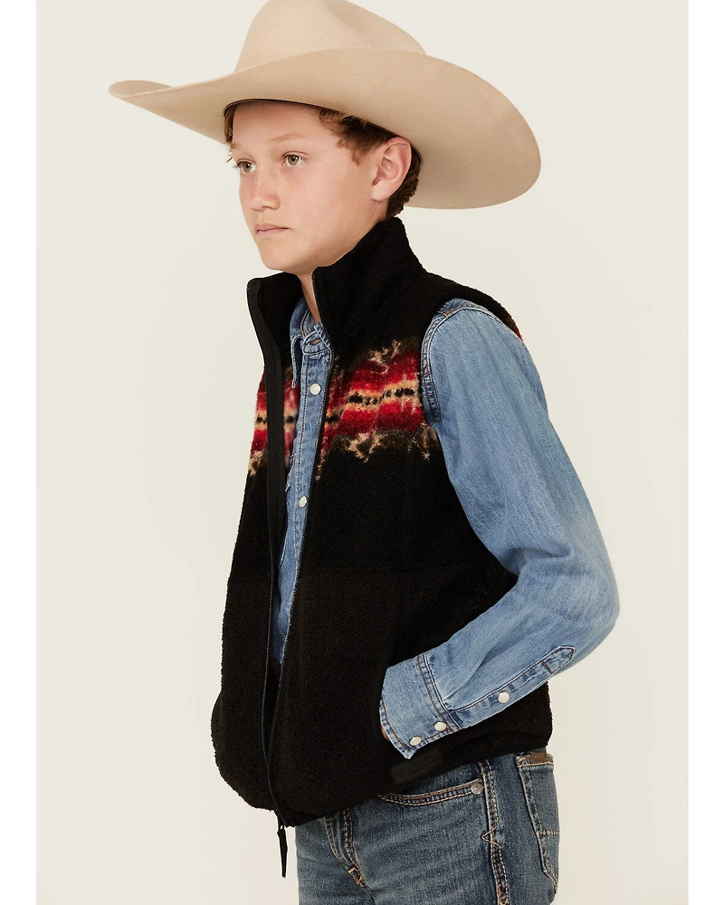 Rock & Roll Denim Boys' Printed Berber Border Print Vest