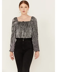 Jen's Pirate Booty Women's Jade Long Sleeve Metallic Pleated Top