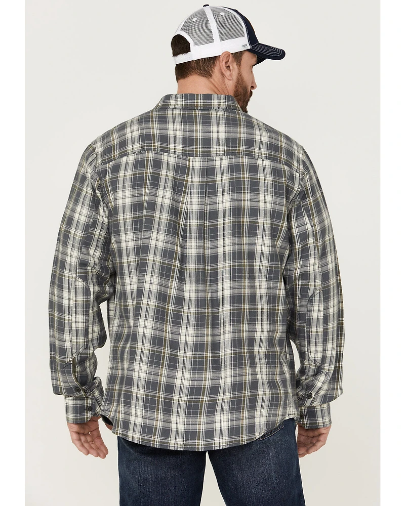 Brothers and Sons Men's Plaid Long Sleeve Button-Down Western Shirt