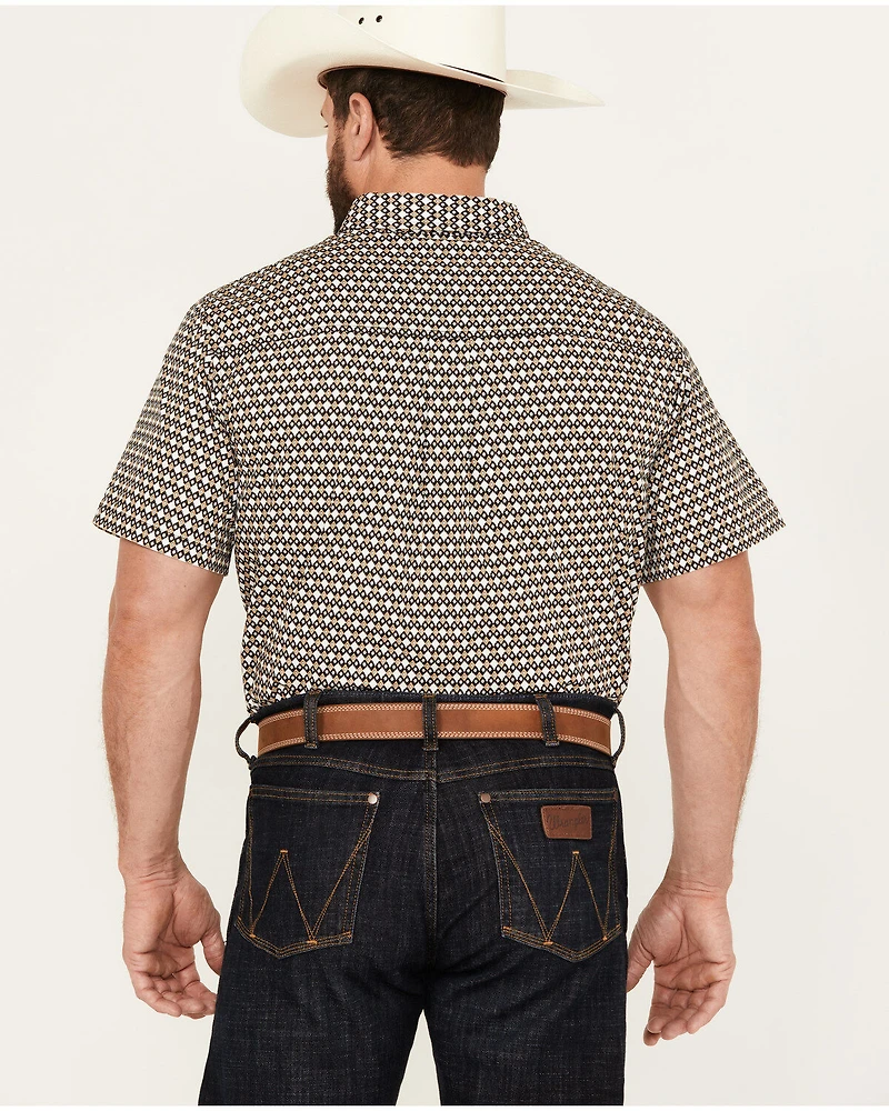 Cody James Men's Dillon Geo Print Short Sleeve Button-Down Stretch Western Shirt