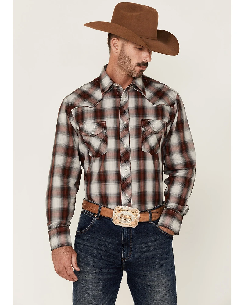 Roper Men's Multi Plaid Embroidered Horse Long Sleeve Pearl Snap Western Shirt