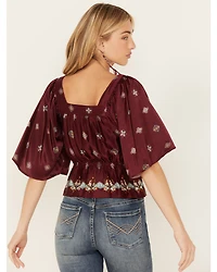 Shyanne Women's Satin Butterfly Sleeve Top