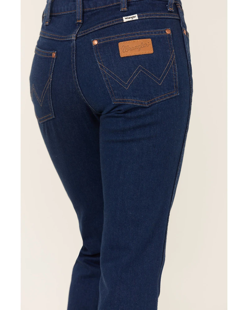 Wrangler Women's Dark Westward Mid Rise Bootcut Denim Stretch Jeans