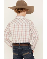 Cody James Boys' Plaid Print Long Sleeve Snap Western Shirt