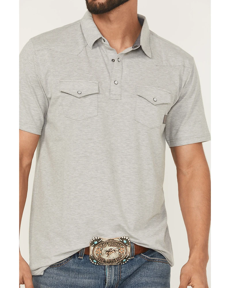 Ariat Men's Retro Solid Short Sleeve Snap Stretch Polo Shirt