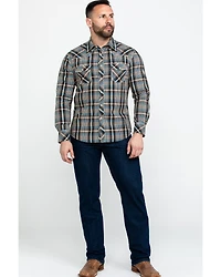 Rock & Roll Denim Men's Plaid Print Long Sleeve Snap Western Shirt