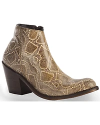 Liberty Black Women's Breton Snake Print Booties - Round Toe