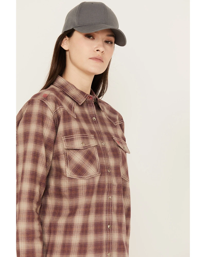 Ariat Women's Oakley FR Long Sleeve Plaid Print Snap Work Shirt
