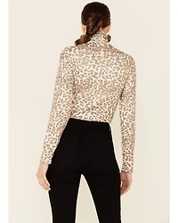 Tasha Polizzi Women's Kylie Multi Leopard Long Sleeve Turtleneck Top