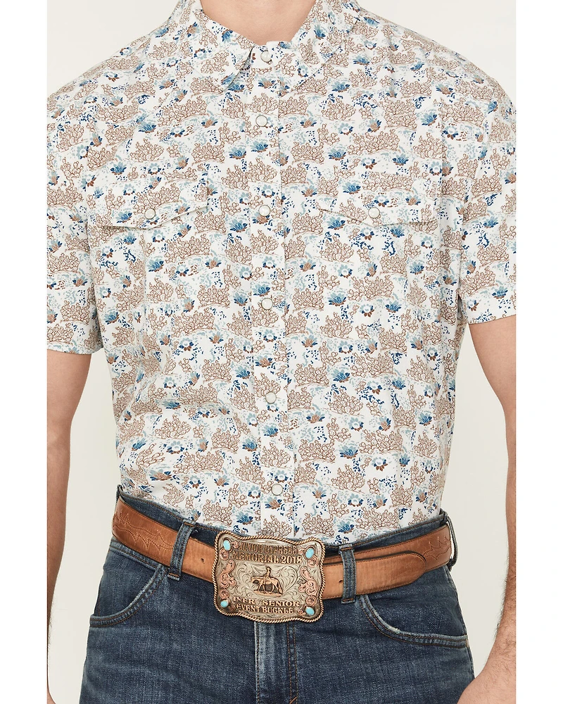 Panhandle Men's Cactus Print Short Sleeve Snap Western Shirt