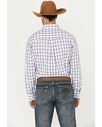 George Strait by Wrangler Men's Plaid Print Long Sleeve Button-Down Western Shirt - Big