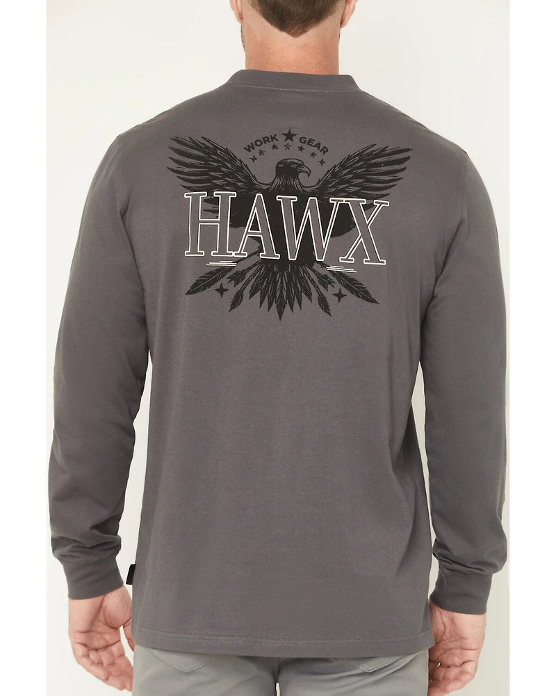 Hawx Men's Hawk Logo Long Sleeve Graphic Work T-Shirt