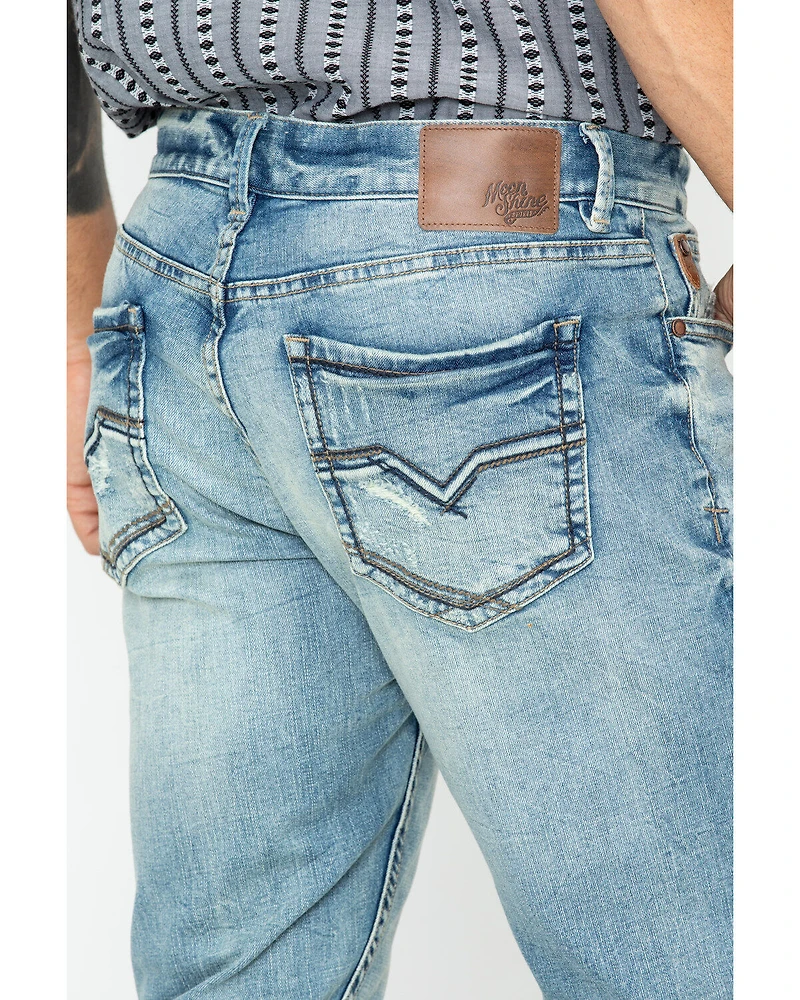 Moonshine Spirit Men's Sutton Wash Decker Slim Straight Stretch Denim Jeans