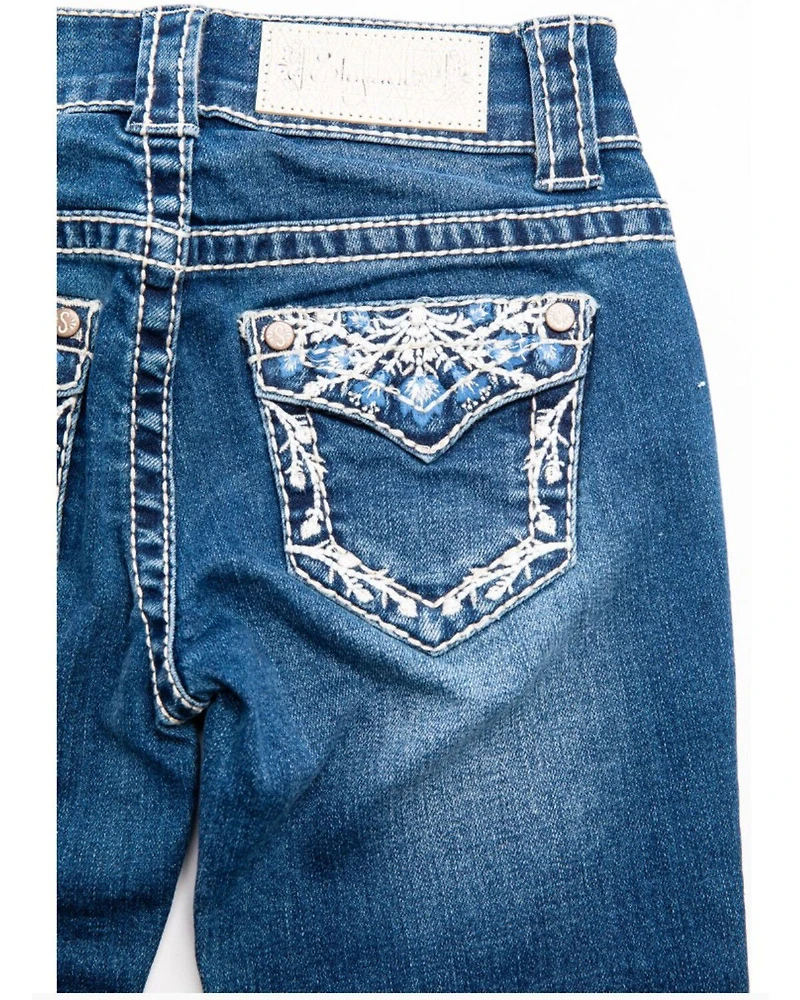 Shyanne Girls' Medium Wash Swirl Floral Embroidered Bootcut Jeans