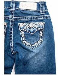 Shyanne Girls' Medium Wash Swirl Floral Embroidered Bootcut Jeans