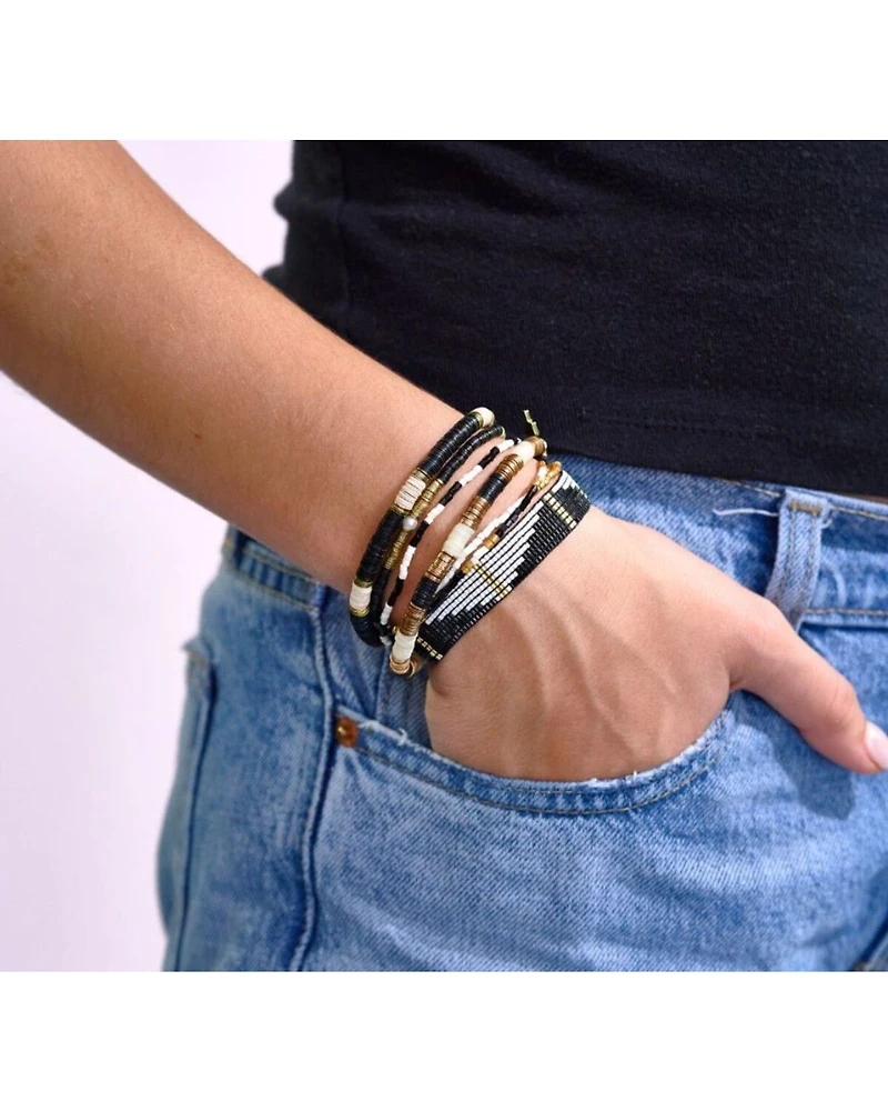 Ink + Alloy Women's Paint it Black Bracelet Stack - 7 Piece