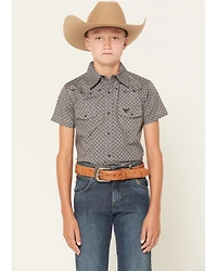 Cowboy Hardware Boys' Geo Print Short Sleeve Snap Western Shirt