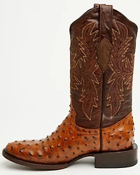Tanner Mark Men's Ostrich Print Western Boots - Broad Square Toe