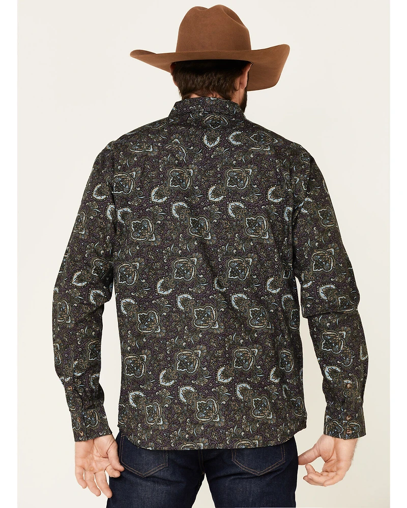 Moonshine Spirit Men's Legacy Large Paisley Print Long Sleeve Western Shirt