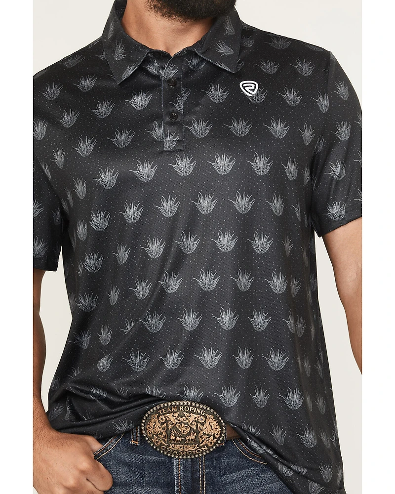 Rock & Roll Denim Men's Agave Print Short Sleeve Button-Down Stretch Polo