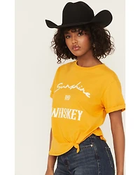 Shyanne Women's Sunshine and Whiskey Short Sleeve Tie-Front Graphic Tee