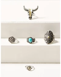 Shyanne Women's Cactus Rose Longhorn 5-Piece Ring Set