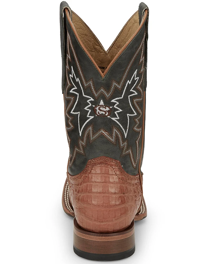 Justin Men's Haggard Exotic Caiman Western Boots - Broad Square Toe